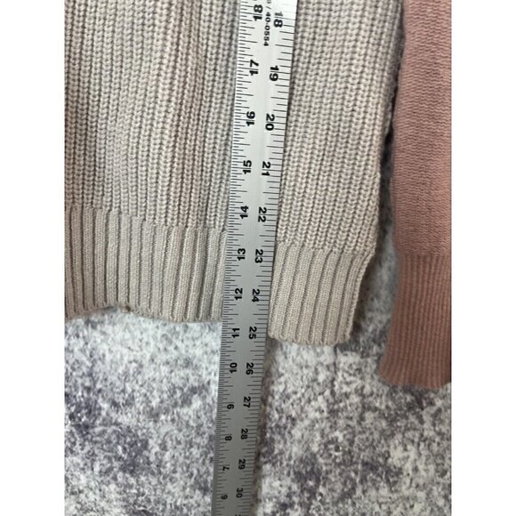 Kut from the Kloth Wool Lorissa Colorblock Knit Sweater Mauve Blush Pink Small - Picture 9 of 12